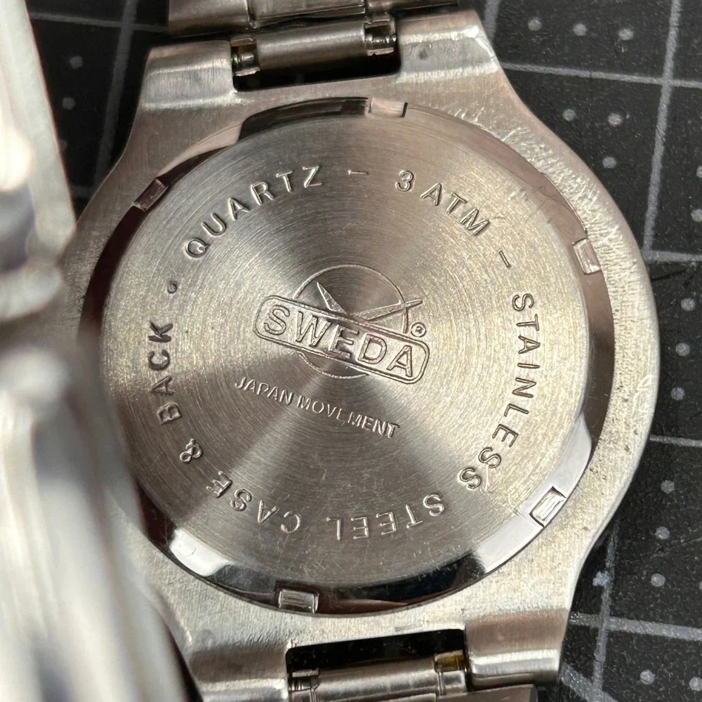 Sweda Chronograph Watch Mens Black Dial‎ Two Tone Stainless Steel Japan Movement